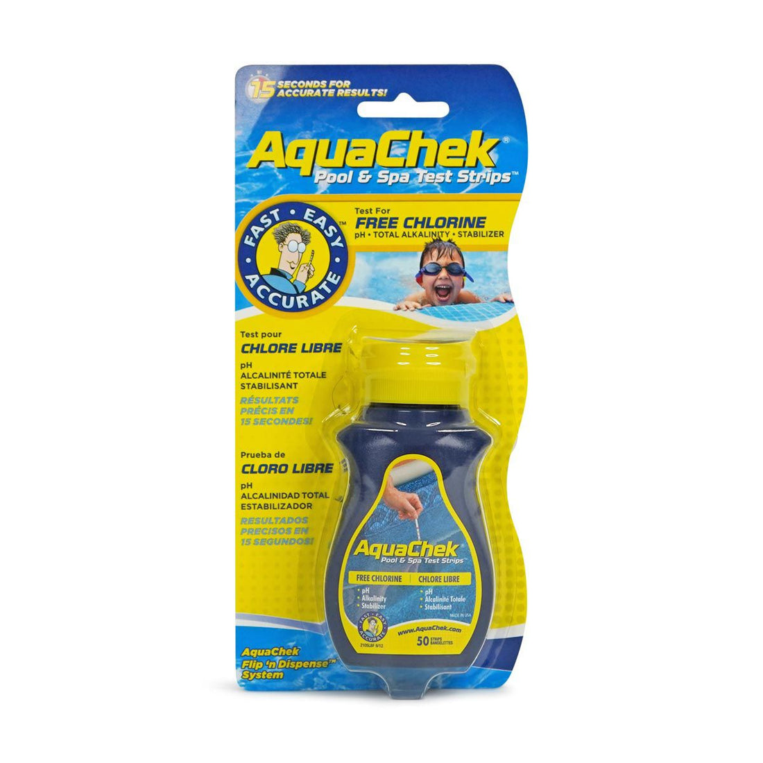 Bandelettes de Tests d'eau Aquachek (Pour Chlore) - Techn'eau Solution Saint-Sauveur